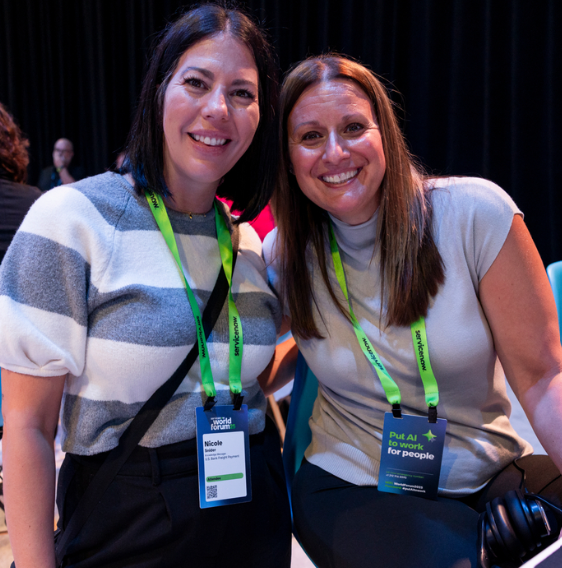 World Forum floor — with Nicole, ServiceNow community